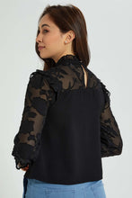 Load image into Gallery viewer, Redtag-White-Jacquard-Yoke-&-Sleeve-Detail-Blouse-Blouses-Women's-