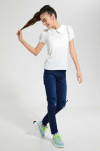 تنزيل الصورة على معرض الصور، Redtag-White-Peter-Pan-Rib-Top-Plain-Senior-Girls-9 to 14 Years