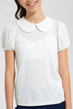 تنزيل الصورة على معرض الصور، Redtag-White-Peter-Pan-Rib-Top-Plain-Senior-Girls-9 to 14 Years