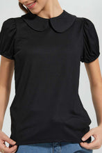 تنزيل الصورة على معرض الصور، Redtag-Grey-Melange-Peter-Pan-Rib-Top-Plain-Senior-Girls-9 to 14 Years