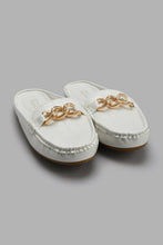 Load image into Gallery viewer, Redtag-White-Croc-Loafer-Mule-With-Chain-Trim-Loafers-Women's-