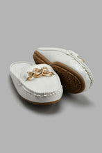 Load image into Gallery viewer, Redtag-White-Croc-Loafer-Mule-With-Chain-Trim-Loafers-Women's-