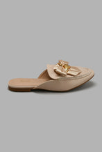Load image into Gallery viewer, Redtag-Natural-Closed-Toe-Mule-With-Ribbon-Trim-Mules-Women's-
