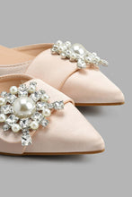 Load image into Gallery viewer, Redtag-Taupe-Satin-Mule-With-Pearl-Trim-Mules-Women's-