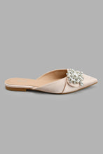 Load image into Gallery viewer, Redtag-Taupe-Satin-Mule-With-Pearl-Trim-Mules-Women's-