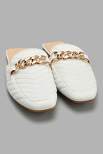 Load image into Gallery viewer, Redtag-White-Quilt-Closed-Toe-Mule-With-Chain-Mules-Women's-
