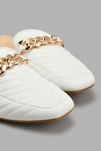 Load image into Gallery viewer, Redtag-White-Quilt-Closed-Toe-Mule-With-Chain-Mules-Women's-