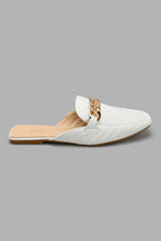 Load image into Gallery viewer, Redtag-White-Quilt-Closed-Toe-Mule-With-Chain-Mules-Women's-