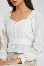 Load image into Gallery viewer, Redtag-White-Check-Peplum-Blouse-Blouses-Women's-
