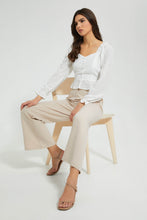 Load image into Gallery viewer, Redtag-White-Check-Peplum-Blouse-Blouses-Women's-