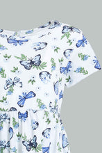 تنزيل الصورة على معرض الصور، Redtag-White-Butterfly-Printed-Sleeveless-Dress-Dresses-Infant-Girls-3 to 24 Months