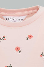 تنزيل الصورة على معرض الصور، Redtag-Floral-Aop-Ruffle-Sleeves-T-Shirt-All-Over-Prints-Infant-Girls-3 to 24 Months