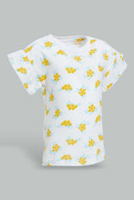 تنزيل الصورة على معرض الصور، Redtag-Floral-Aop-Ruffle-Sleeves-T-Shirt-All-Over-Prints-Infant-Girls-3 to 24 Months