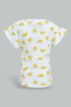 تنزيل الصورة على معرض الصور، Redtag-Floral-Aop-Ruffle-Sleeves-T-Shirt-All-Over-Prints-Infant-Girls-3 to 24 Months