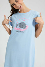 Load image into Gallery viewer, Redtag-Lt-Blue-Nightdress-Nightshirts-Senior-Girls-9 to 14 Years