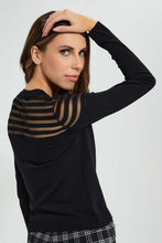 تنزيل الصورة على معرض الصور، Redtag-Black-Longsleeve-Mesh-Top-Tops-Women's-