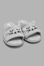 Load image into Gallery viewer, Redtag-Grey-Cat-Slipper-Slippers-Women's-
