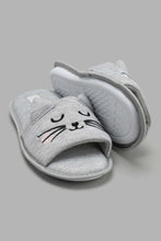 Load image into Gallery viewer, Redtag-Grey-Cat-Slipper-Slippers-Women's-
