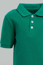Load image into Gallery viewer, Redtag-Green-Tipping-Color-Pique-Short-Sleeve-Polo-Polo-Shirts-Infant-Boys-3 to 24 Months