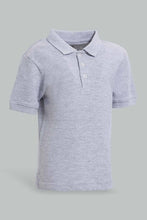 Load image into Gallery viewer, Redtag-Grey-Melange-Tipping-Color-Pique-Short-Sleeve-Polo-Polo-Shirts-Infant-Boys-3 to 24 Months