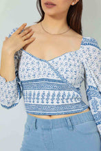 Load image into Gallery viewer, Redtag-Blue-Ditsy-Floral-Print-Wrap-Blouse-Blouses-Women's-