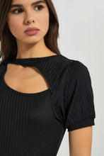 تنزيل الصورة على معرض الصور، Redtag-Front-Neck-Cut-Out-Bodysuit-Tops-Women's-