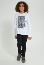 تنزيل الصورة على معرض الصور، Redtag-White-Diver-Books-T-Shirt-Long-Sleeves-Senior-Boys-9 to 14 Years