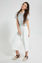 تنزيل الصورة على معرض الصور، Redtag-Silver-Coated-Front-Tie-Collared-Top-Blouses-Senior-Girls-9 to 14 Years