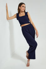 Load image into Gallery viewer, Redtag-Navy-Crickled-Wide-Leg-Trouser-Trousers-Women's-