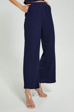 Load image into Gallery viewer, Redtag-Navy-Crickled-Wide-Leg-Trouser-Trousers-Women's-