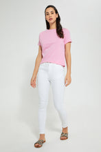 تنزيل الصورة على معرض الصور، Redtag-Fuchsia--Plain-Short--Sleeve--Crew-Neck-T-Shirt-Active-Tees-Women's-