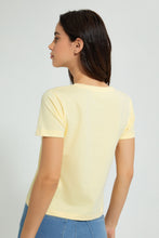 Load image into Gallery viewer, Redtag-Lemon--Plain-Short--Sleeve--V-Neck-T-Shirt-Active-Tees-Women's-