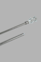 Load image into Gallery viewer, Silver Finish Extendable Single Curtain Rod With Crystal Finial