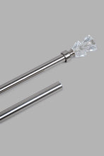 Load image into Gallery viewer, Redtag-Silver-Satin-Finish-Extendable-Sinlge-Curtain-Rod-With-Crystal-Finial-Curtain-Rods-Home-Bedroom-