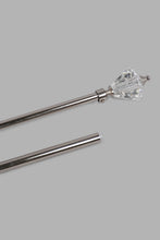 Load image into Gallery viewer, Redtag-Silver-Satin-Finish-Extendable-Single-Curtain-Rod-With-Crystal-Finial-Curtain-Rods-Home-Bedroom-