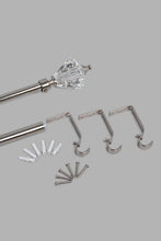 Load image into Gallery viewer, Redtag-Silver-Satin-Finish-Extendable-Single-Curtain-Rod-With-Crystal-Finial-Curtain-Rods-Home-Bedroom-
