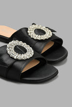 تنزيل الصورة على معرض الصور، Redtag-Black-Satin-Mule-With-Buckle-Trim-Mules-Women's-
