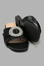 تنزيل الصورة على معرض الصور، Redtag-Black-Satin-Mule-With-Buckle-Trim-Mules-Women's-