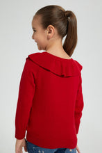 تنزيل الصورة على معرض الصور، Redtag-Red-Frill-Neck-Cardigan-Cardigans-Girls-2 to 8 Years
