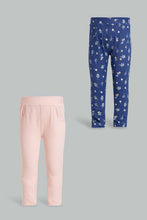 تنزيل الصورة على معرض الصور، Redtag-Multi-Colour-2Pcs-Pack-Jegging-Jeggings-Infant-Girls-3 to 24 Months