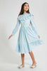 Redtag-Lt-Blue-Floral-L/S-Ruffled-Longer-Length-Dress-Dresses-Senior-Girls-9 to 14 Years