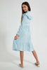Redtag-Lt-Blue-Floral-L/S-Ruffled-Longer-Length-Dress-Dresses-Senior-Girls-9 to 14 Years