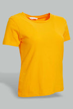 تنزيل الصورة على معرض الصور، Redtag-Orange-Plain-Short--Sleeve-Crew-Neck--T-Shirt-Active-Tees-Women's-
