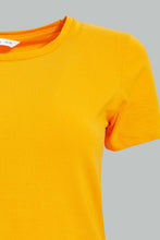 تنزيل الصورة على معرض الصور، Redtag-Orange-Plain-Short--Sleeve-Crew-Neck--T-Shirt-Active-Tees-Women's-