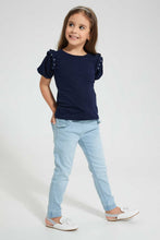Load image into Gallery viewer, Redtag-Light-Wash-Pullon-Jogger-Jeans-Regular-Fit-Girls-2 to 8 Years