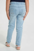 Load image into Gallery viewer, Redtag-Light-Wash-Pullon-Jogger-Jeans-Regular-Fit-Girls-2 to 8 Years