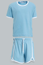تنزيل الصورة على معرض الصور، Redtag-Blue-Jersey-Rib-Casual-Set-(2-Pack)-Sets-Infant-Boys-3 to 24 Months