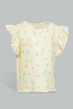 تنزيل الصورة على معرض الصور، Redtag-Yellow-Aop-Jacquard-T-Shirt-All-Over-Prints-Infant-Girls-3 to 24 Months