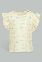 تنزيل الصورة على معرض الصور، Redtag-Yellow-Aop-Jacquard-T-Shirt-All-Over-Prints-Infant-Girls-3 to 24 Months
