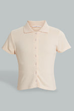 تنزيل الصورة على معرض الصور، Redtag-Beige-Collared-Front-Placket-Top-Plain-Senior-Girls-9 to 14 Years